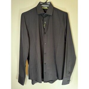 NWT Murano Slim Fit Performance Shirt Mens S Button Up Short Sleeve Black Print